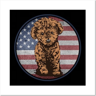 Cute Cavapoo USA America Flag Posters and Art